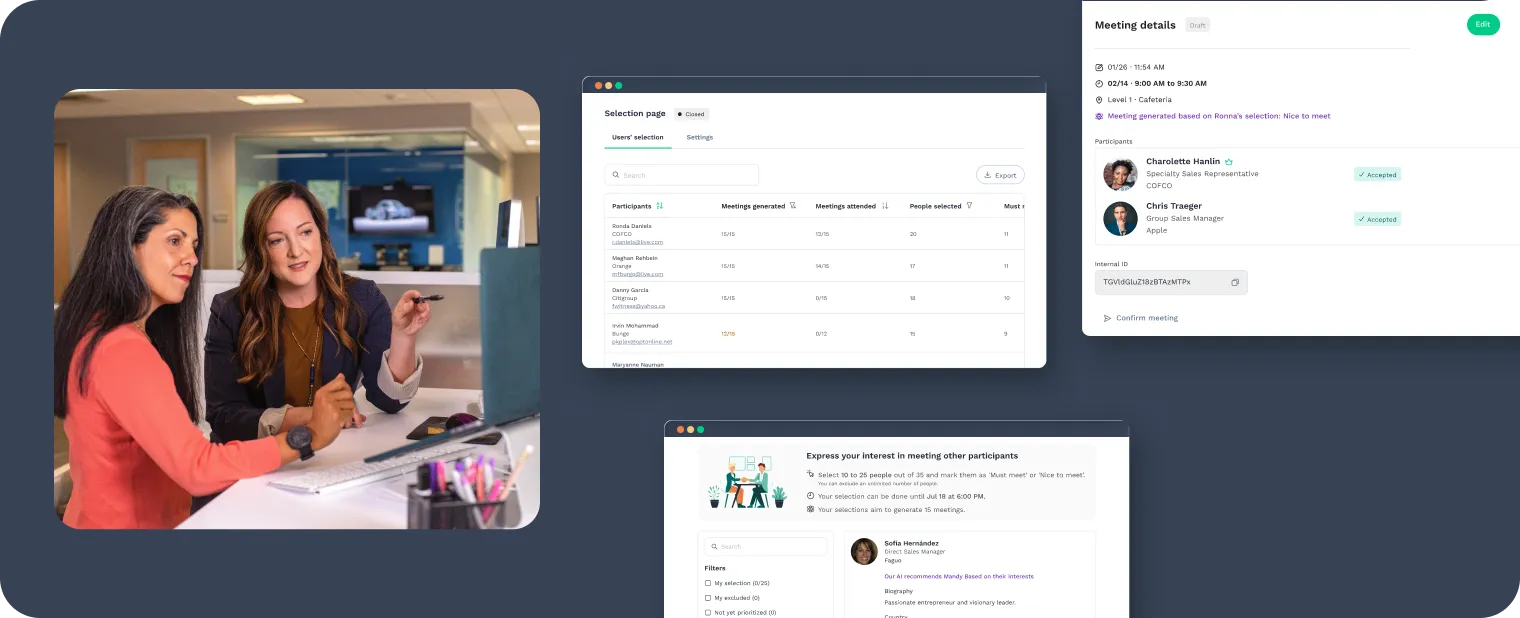 2 women seeing how technolody can solve hosted buyer experience at events